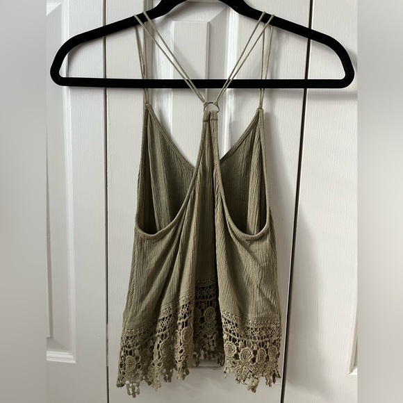 Papaya Green Lace Pattern V-Neck Tank Top Size Medium - Picture 6 of 14